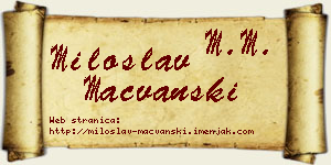 Miloslav Mačvanski vizit kartica